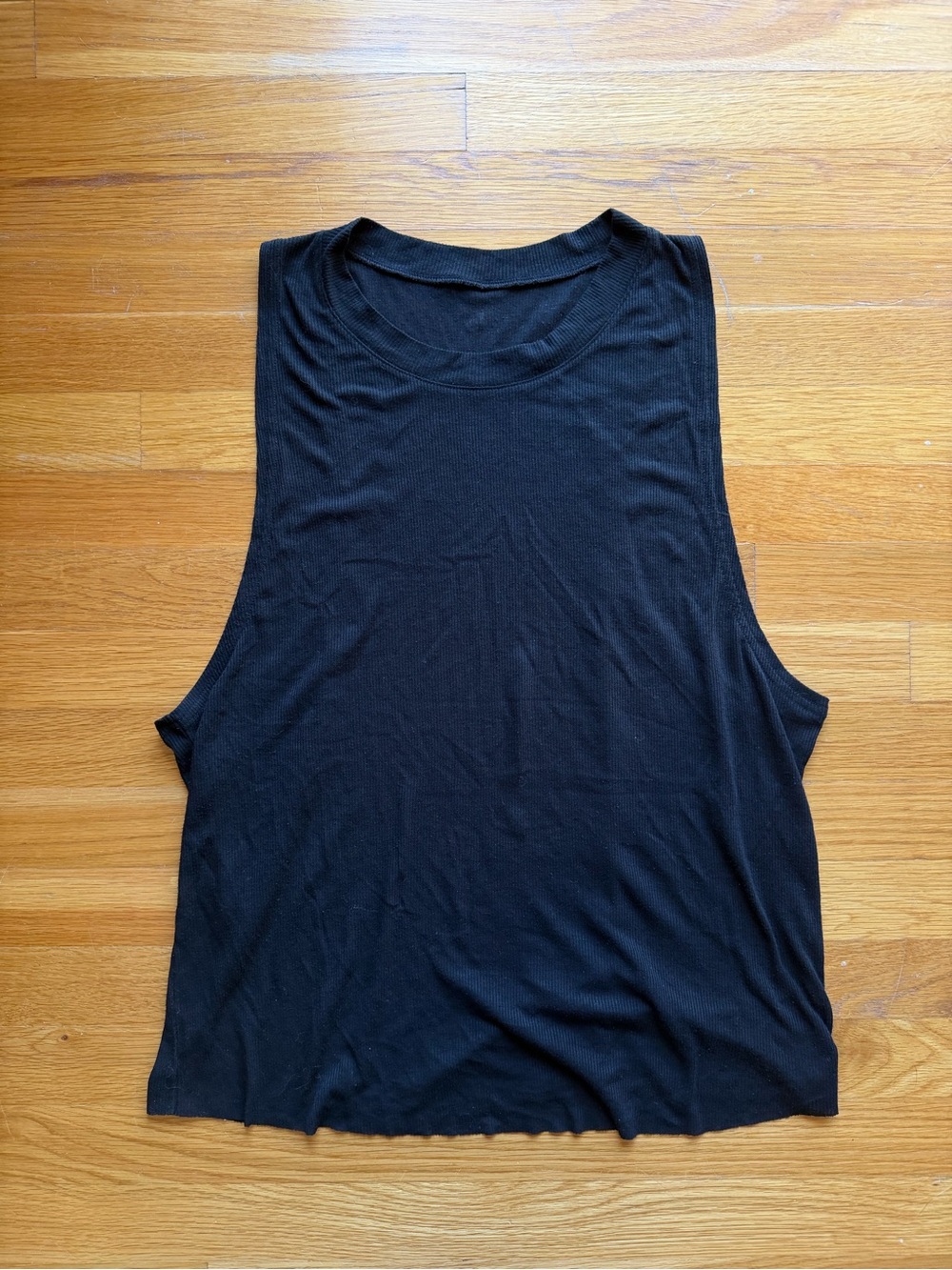 Alo Black Ribbed Tank Top – Size Large